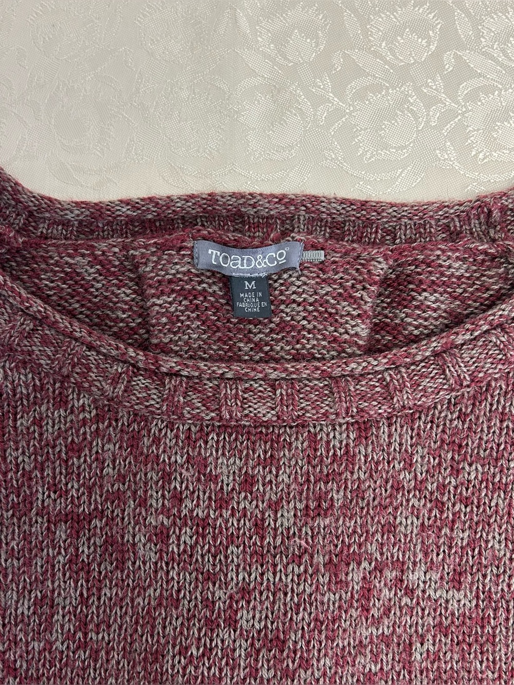 Toad & Co “Marlevelous Pullover” 100% Merino Wool Burgundy Marl Sweater Medium - Picture 2 of 13